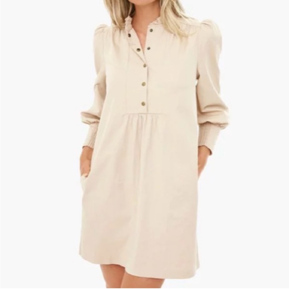 Tuckernuck X Pomander Place | Khaki Claiborne Shift Dress Snap Buttons Medium‎ - Picture 2 of 15